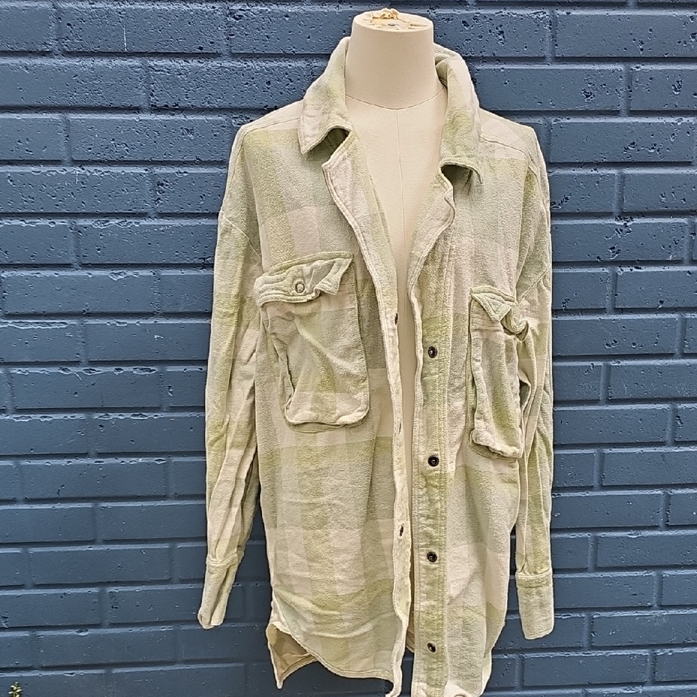 Free People Plaid Button Front Shirt . Size Large.